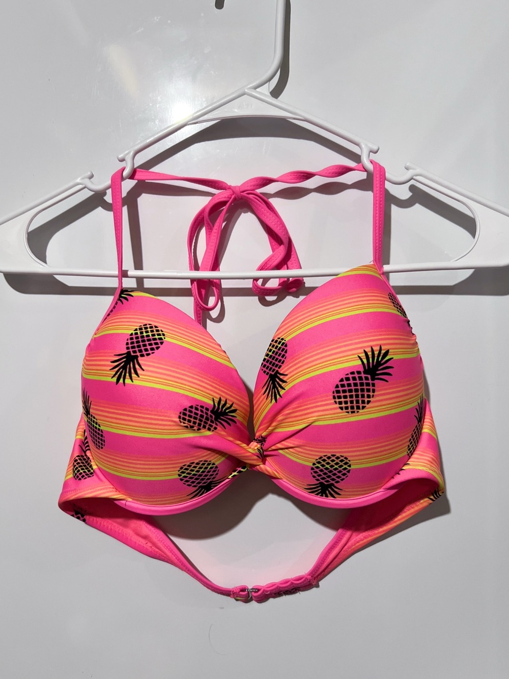 BONGO Hot Pink & Yellow Pineapple Push-Up Bikini Top